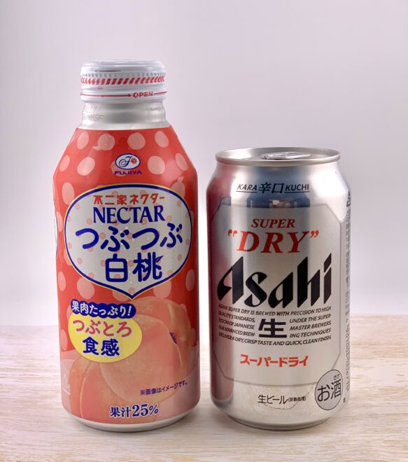 ビアベリーニの素材(アサヒビールとピーチネクター)