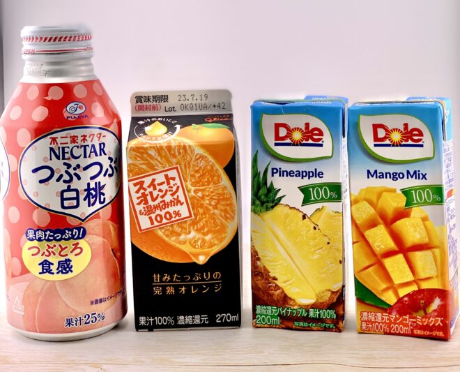 ビールカクテルの素材(参考のジュース類)